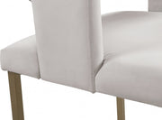 Caleb Velvet Upholstered Dining Chair in Cream, Set of 2 - 967Cream-C