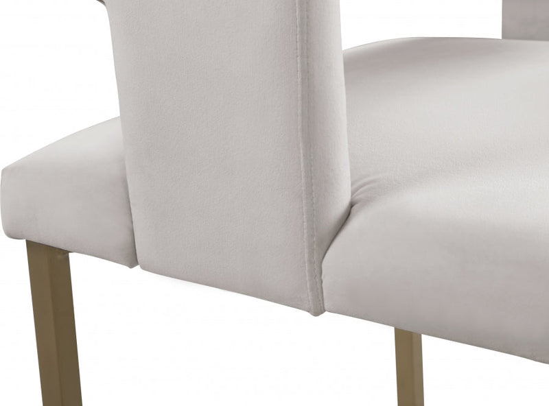 Caleb Velvet Upholstered Dining Chair in Cream, Set of 2 - 967Cream-C