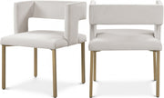 Caleb Velvet Upholstered Dining Chair in Cream, Set of 2 - 967Cream-C