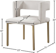 Caleb Velvet Upholstered Dining Chair in Cream, Set of 2 - 967Cream-C
