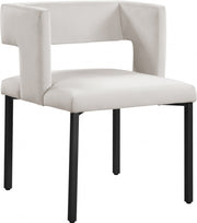 Caleb Velvet Upholstered Dining Chair in Cream, Set of 2 - 968Cream-C