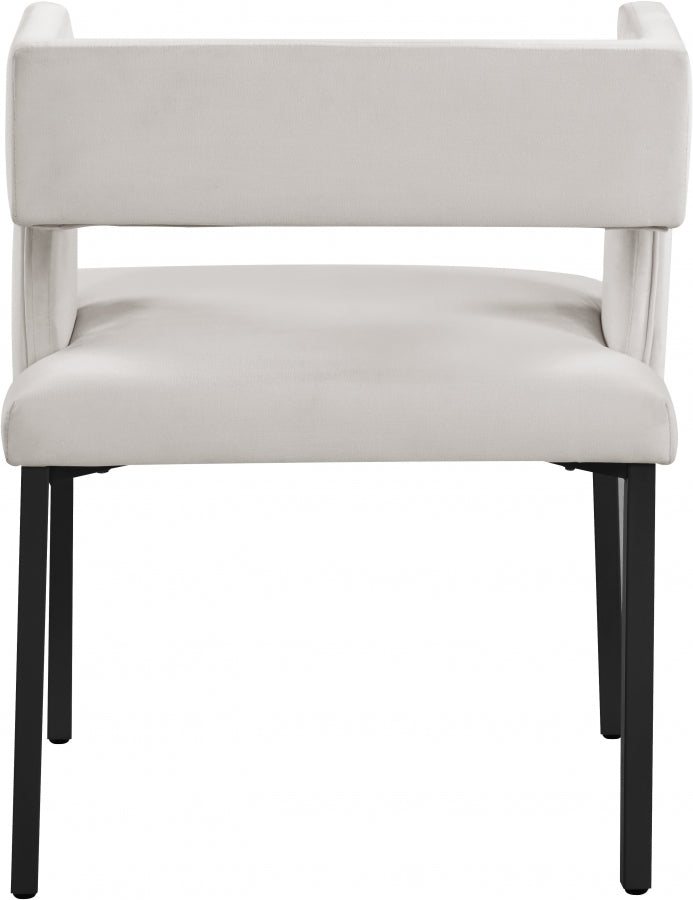 Caleb Velvet Upholstered Dining Chair in Cream, Set of 2 - 968Cream-C