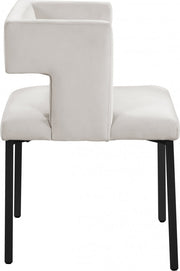 Caleb Velvet Upholstered Dining Chair in Cream, Set of 2 - 968Cream-C