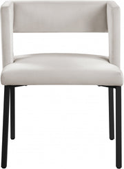 Caleb Velvet Upholstered Dining Chair in Cream, Set of 2 - 968Cream-C
