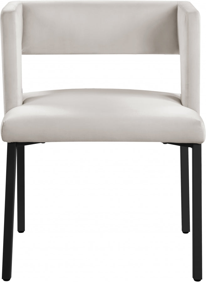 Caleb Velvet Upholstered Dining Chair in Cream, Set of 2 - 968Cream-C