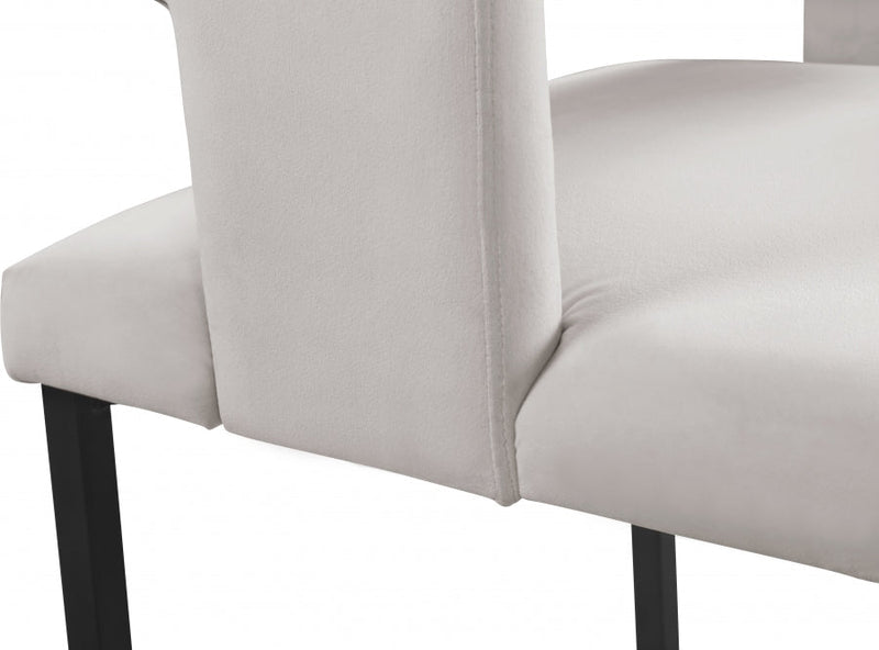 Caleb Velvet Upholstered Dining Chair in Cream, Set of 2 - 968Cream-C