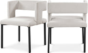 Caleb Velvet Upholstered Dining Chair in Cream, Set of 2 - 968Cream-C