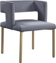 Caleb Velvet Upholstered Dining Chair in Grey, Set of 2 - 967Grey-C