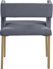 Caleb Velvet Upholstered Dining Chair in Grey, Set of 2 - 967Grey-C