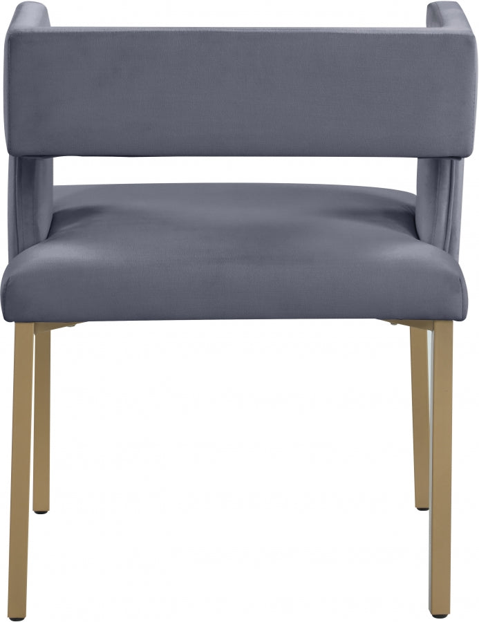 Caleb Velvet Upholstered Dining Chair in Grey, Set of 2 - 967Grey-C