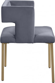 Caleb Velvet Upholstered Dining Chair in Grey, Set of 2 - 967Grey-C