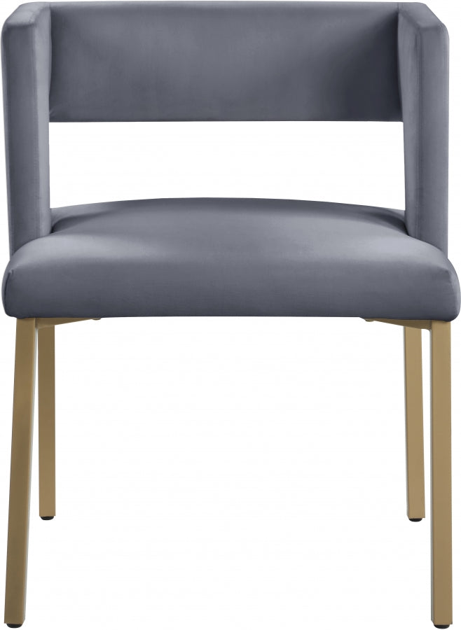 Caleb Velvet Upholstered Dining Chair in Grey, Set of 2 - 967Grey-C