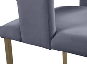 Caleb Velvet Upholstered Dining Chair in Grey, Set of 2 - 967Grey-C