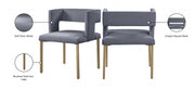 Caleb Velvet Upholstered Dining Chair in Grey, Set of 2 - 967Grey-C