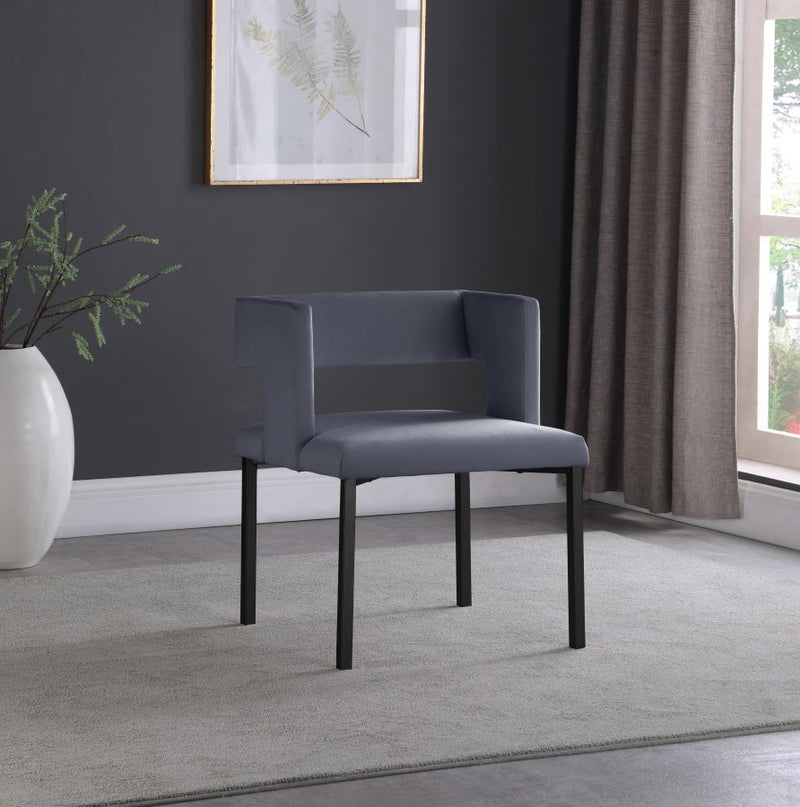 Caleb Velvet Upholstered Dining Chair in Grey, Set of 2 - 968Grey-C