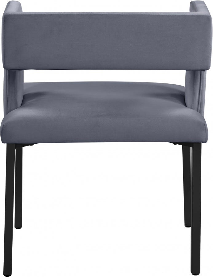 Caleb Velvet Upholstered Dining Chair in Grey, Set of 2 - 968Grey-C