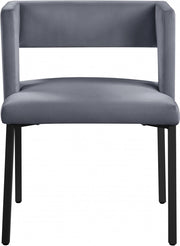 Caleb Velvet Upholstered Dining Chair in Grey, Set of 2 - 968Grey-C