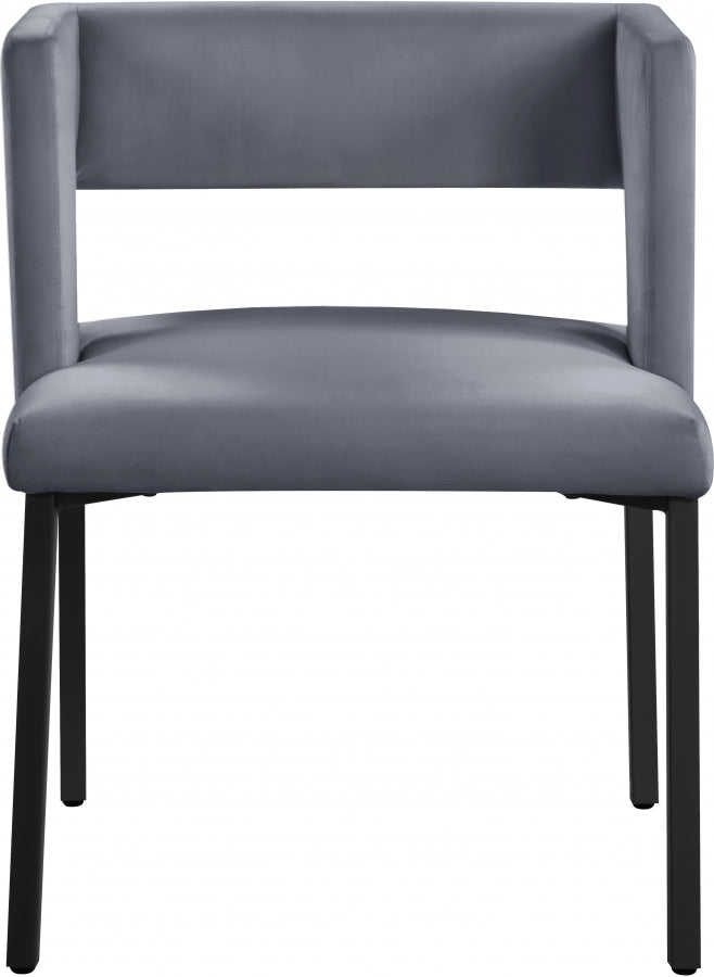 Caleb Velvet Upholstered Dining Chair in Grey, Set of 2 - 968Grey-C