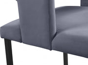 Caleb Velvet Upholstered Dining Chair in Grey, Set of 2 - 968Grey-C