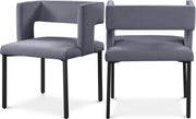 Caleb Velvet Upholstered Dining Chair in Grey, Set of 2 - 968Grey-C