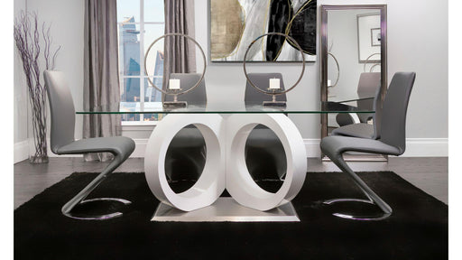 Calgary Gray Glass Top Table & PU Chair Dining Set - Gate FurnitureDining Room Set