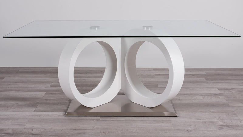 Calgary Gray Glass Top Table & PU Chair Dining Set - Gate FurnitureDining Room Set