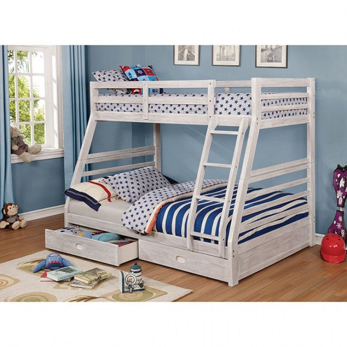 California Wire-Brushed White Bunk Bed - CM-BK588BWH-BED