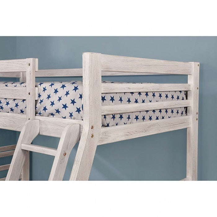 California Wire-Brushed White Bunk Bed - CM-BK588BWH-BED