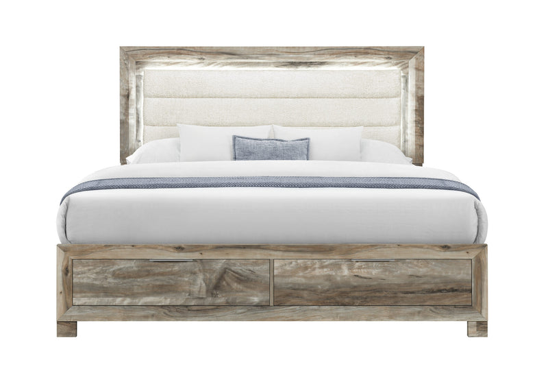 Callie Brown Queen Bed With Storage - CALLIE-BROWN-QB