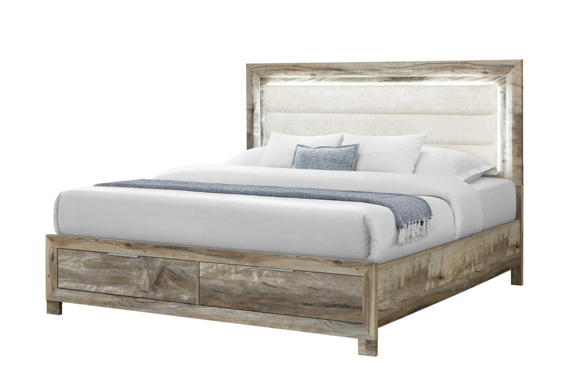 Callie Brown Queen Bed With Storage - CALLIE-BROWN-QB