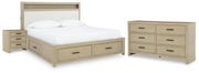 Calmoro California King Bookcase Bed with Dresser and Nightstand in Gray - PKG021402