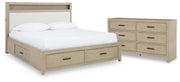 Calmoro California King Bookcase Bed with Dresser in Gray - PKG021401