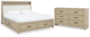 Calmoro King Bookcase Bed with Dresser in Gray - PKG021330