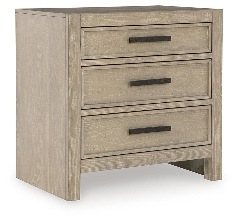Calmoro King Bookcase Bed with Mirrored Dresser and Nightstand in Gray - PKG021327