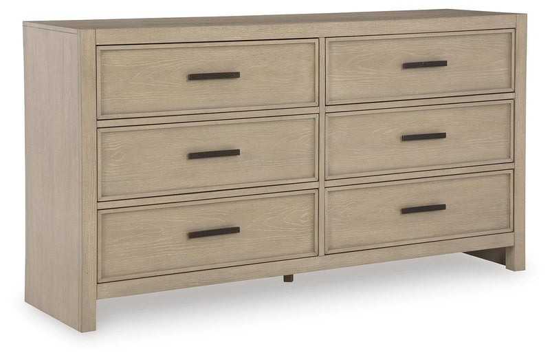 Calmoro King Bookcase Bed with Mirrored Dresser in Gray - PKG021324
