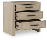 Calmoro Queen Bookcase Bed with Mirrored Dresser and 2 Nightstands in Gray - PKG021317