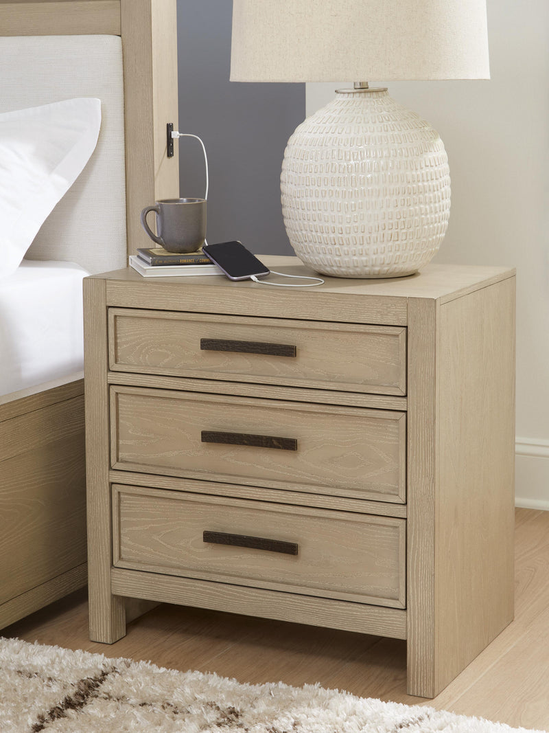 Calmoro Queen Bookcase Bed with Mirrored Dresser and Nightstand in Gray - PKG021319