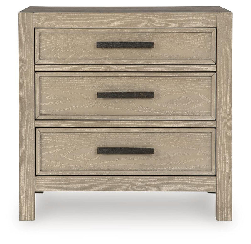 Calmoro Queen Bookcase Bed with Mirrored Dresser and Nightstand in Gray - PKG021319