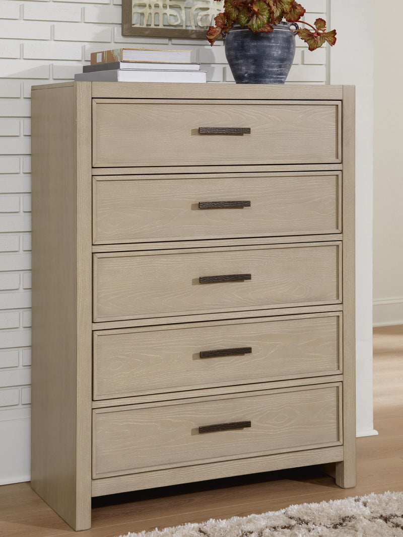 Calmoro Queen Bookcase Bed with Mirrored Dresser, Chest and 2 Nightstands in Gray - PKG021318