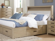 Calmoro Queen Bookcase Bed with Mirrored Dresser, Chest and 2 Nightstands in Gray - PKG021318