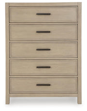 Calmoro Queen Bookcase Bed with Mirrored Dresser, Chest and 2 Nightstands in Gray - PKG021318