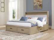 Calmoro Queen Bookcase Bed with Mirrored Dresser in Gray - PKG021316