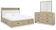 Calmoro Queen Bookcase Bed with Mirrored Dresser in Gray - PKG021316