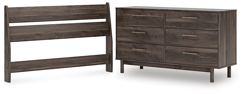 Calverson Full Panel Headboard and Dresser in Mocha - PKG017840