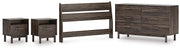 Calverson Full Panel Headboard, Dresser and 2 Nightstands in Mocha - PKG017844