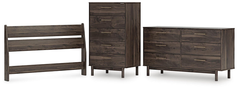 Calverson Full Panel Headboard, Dresser and Chest in Mocha - PKG017841