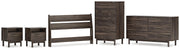 Calverson Full Panel Headboard, Dresser, Chest and 2 Nightstands in Mocha - PKG017843