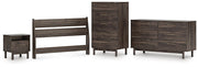 Calverson Full Panel Headboard, Dresser, Chest and Nightstand in Mocha - PKG017842