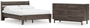 Calverson Full Panel Platform Bed and Dresser in Mocha - PKG017845
