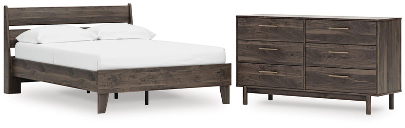 Calverson Full Panel Platform Bed and Dresser in Mocha - PKG017845